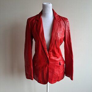 Dolce & Gabbana Women's Set Red Leather Jacket and Pants Size 24/38
